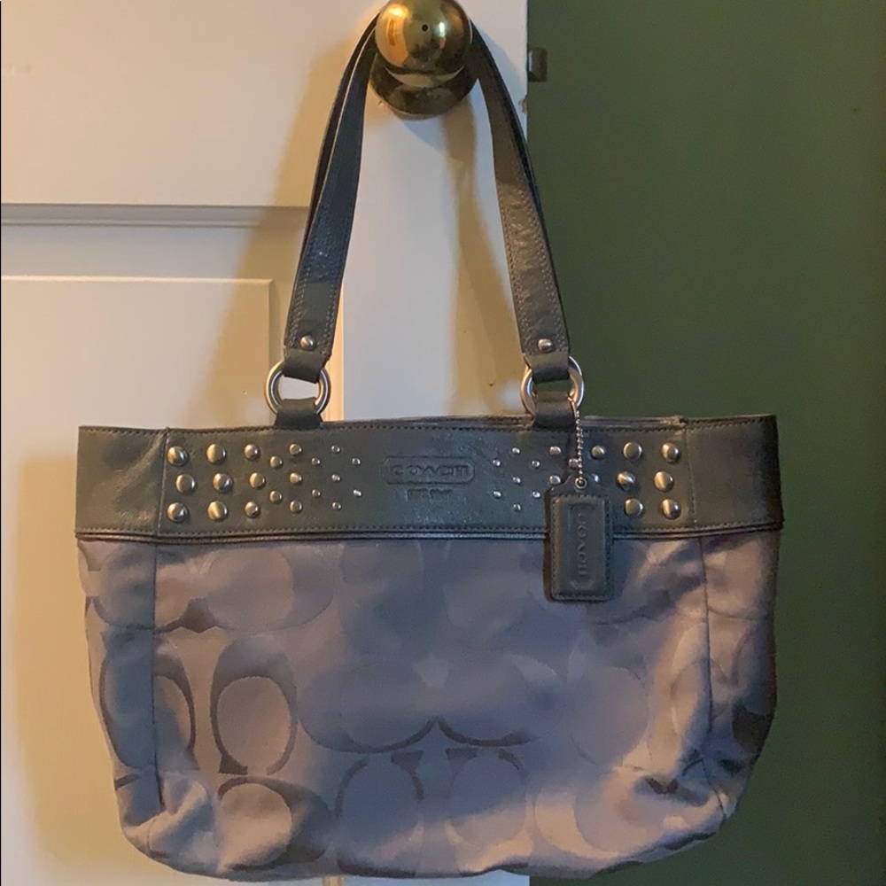 Grey Coach studded tote